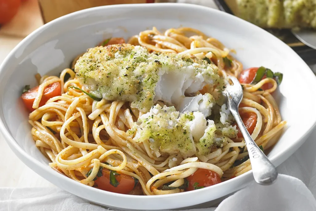 Linguine italiennes, pâtes plates idéales avec sauces légères, fruits de mer ou légumes grillés