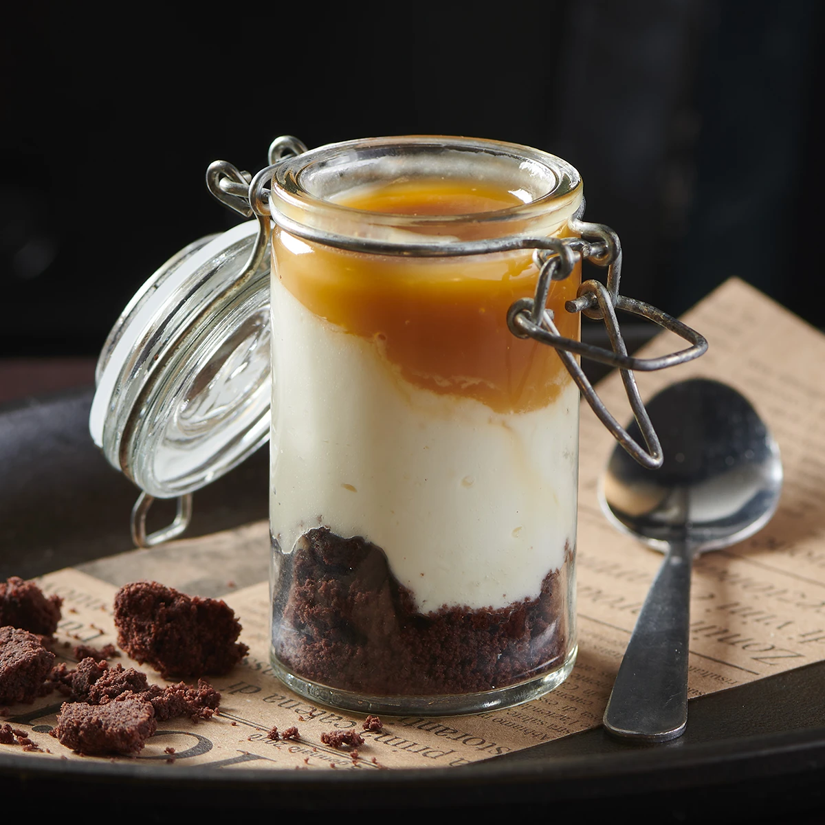 Dessert dolci chocolat et caramel PACINI, gâteau fondant aux saveurs intenses