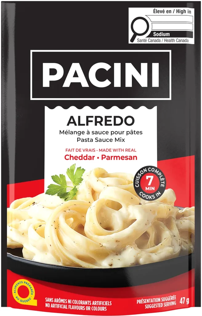 Sachet de sauce Alfredo déshydratée PACINI, produit maison à emporter