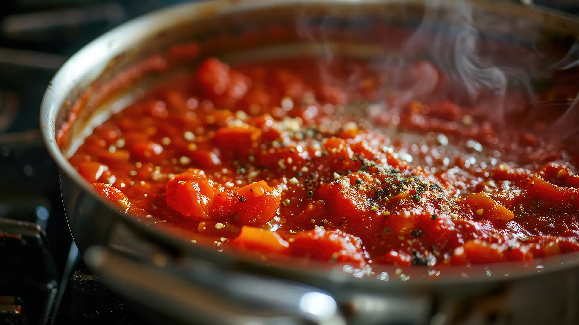 Sauce tomate PACINI préparée avec tomates mûries au soleil